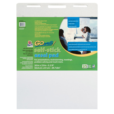 PACON GoWrite? Easel Pad, Self-Adhesive, White, 20 x 23, 25 Sheets SP2023